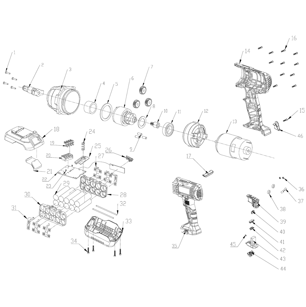 Гайковерт ударный, 1 АКБ (4 Ач), в кейсе ГУЛ-410-41