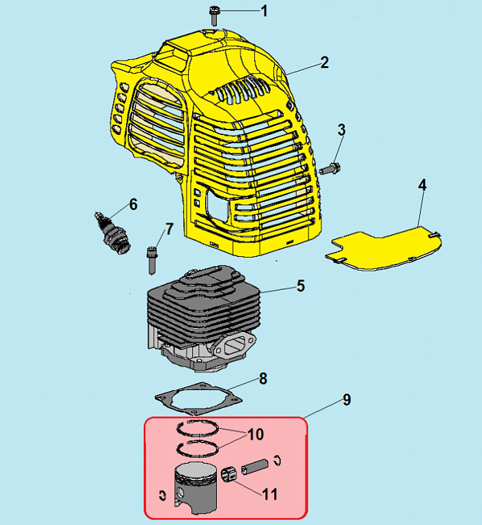 1 ПОРШЕНЬ - ЦИЛИНДР - СВЕЧА ТРИММЕР CHAMPION Т433