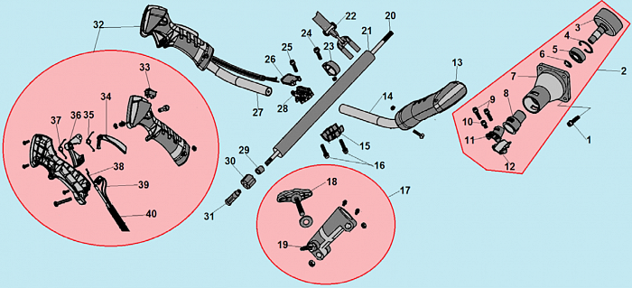 7 ВАЛ - ШТАНГА -ТОРОС ГАЗА  ТРИММЕР CHAMPION Т523