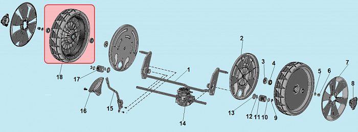 6 КОЛЕСА - РЕДУКТОР Газонокосилка CHAMPION LM5347BS