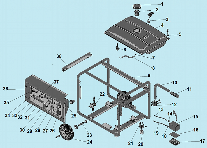 2 БАК - АККУМУЛЯТОР ГЕНЕРАТОР CHAMPION GG6501E+ATS