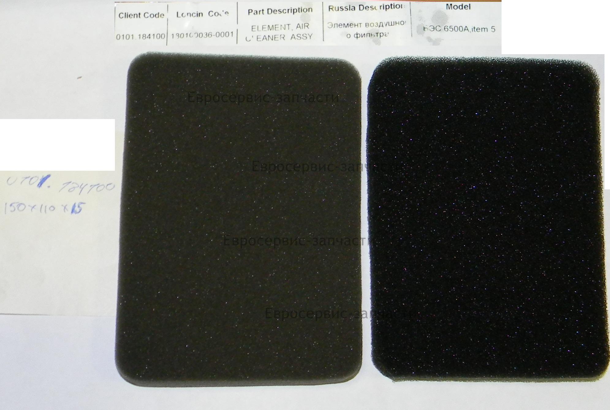 Комплект элементов фильтрующих  180100036-0001  БЭС6500РМ